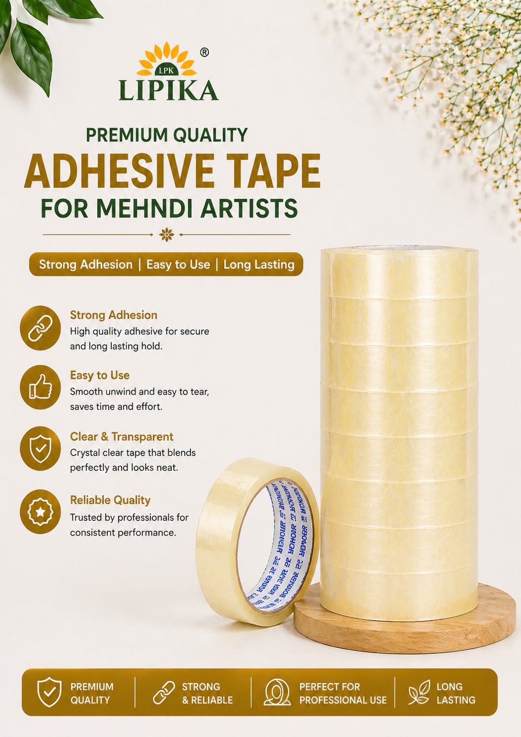 Lipika Premium Adhesive Tape Roll – 100 Meter | Pack of 12