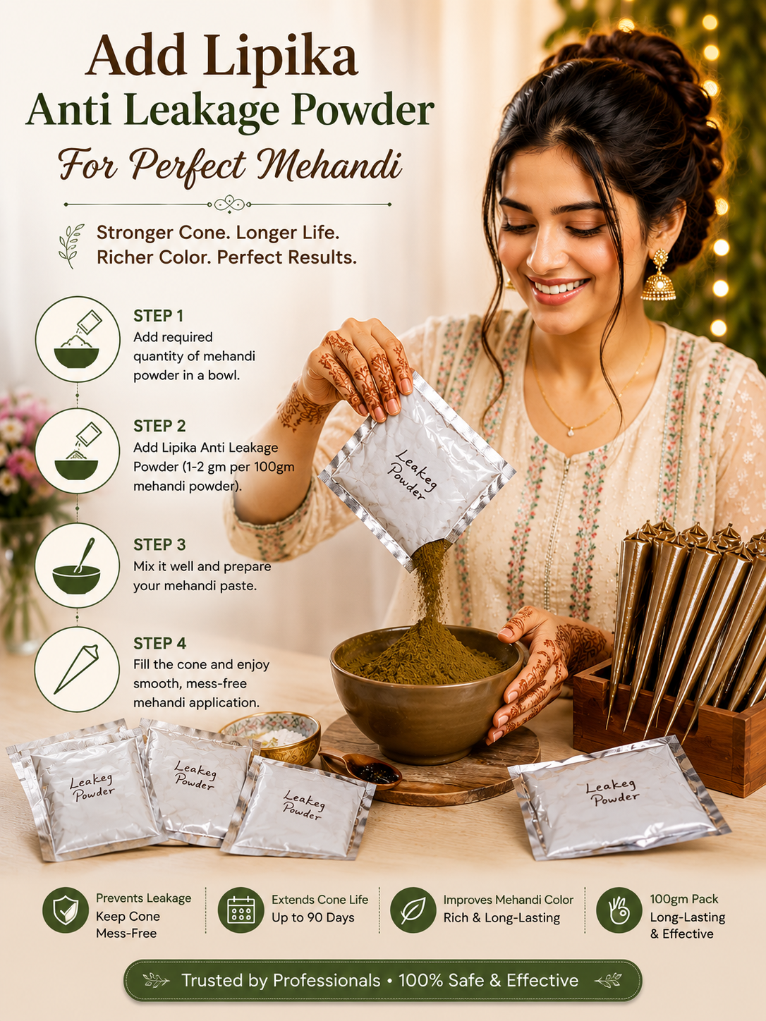 Anti Leakage Powder 100gm | Best For  increase Cone  Life
